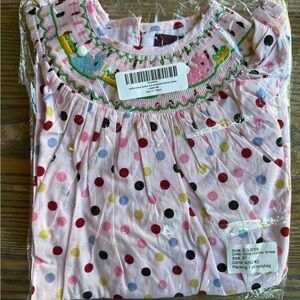 Colorful Polka Dot Bunny Smocked Dress